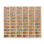 Storage Organiser with Wall-Mounted, Wheels, Wood, Wooden Car Model Display Rack Grid - product gallery image 6