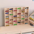 Storage Organiser with Wall-Mounted, Wheels, Wood, Wooden Car Model Display Rack Grid