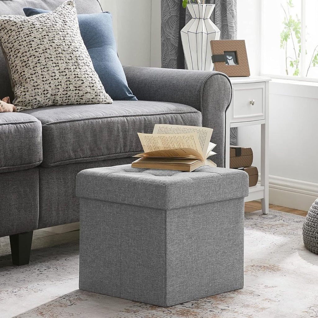 Storage Ottoman with 300kg, 38x38x38 cm, Padded Footstool Lid Capacity, Holds - product gallery image 2