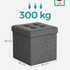 Storage Ottoman with 300kg, 38x38x38 cm, Padded Footstool Lid Capacity, Holds - product gallery image 4