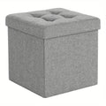 Storage Ottoman with 300kg, 38x38x38 cm, Padded Footstool Lid Capacity, Holds - Light Grey, 38x38x38 cm option