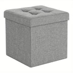 Storage Ottoman with 300kg, 38x38x38 cm, Padded Footstool Lid Capacity, Holds - Light Grey, 38x38x38 cm option