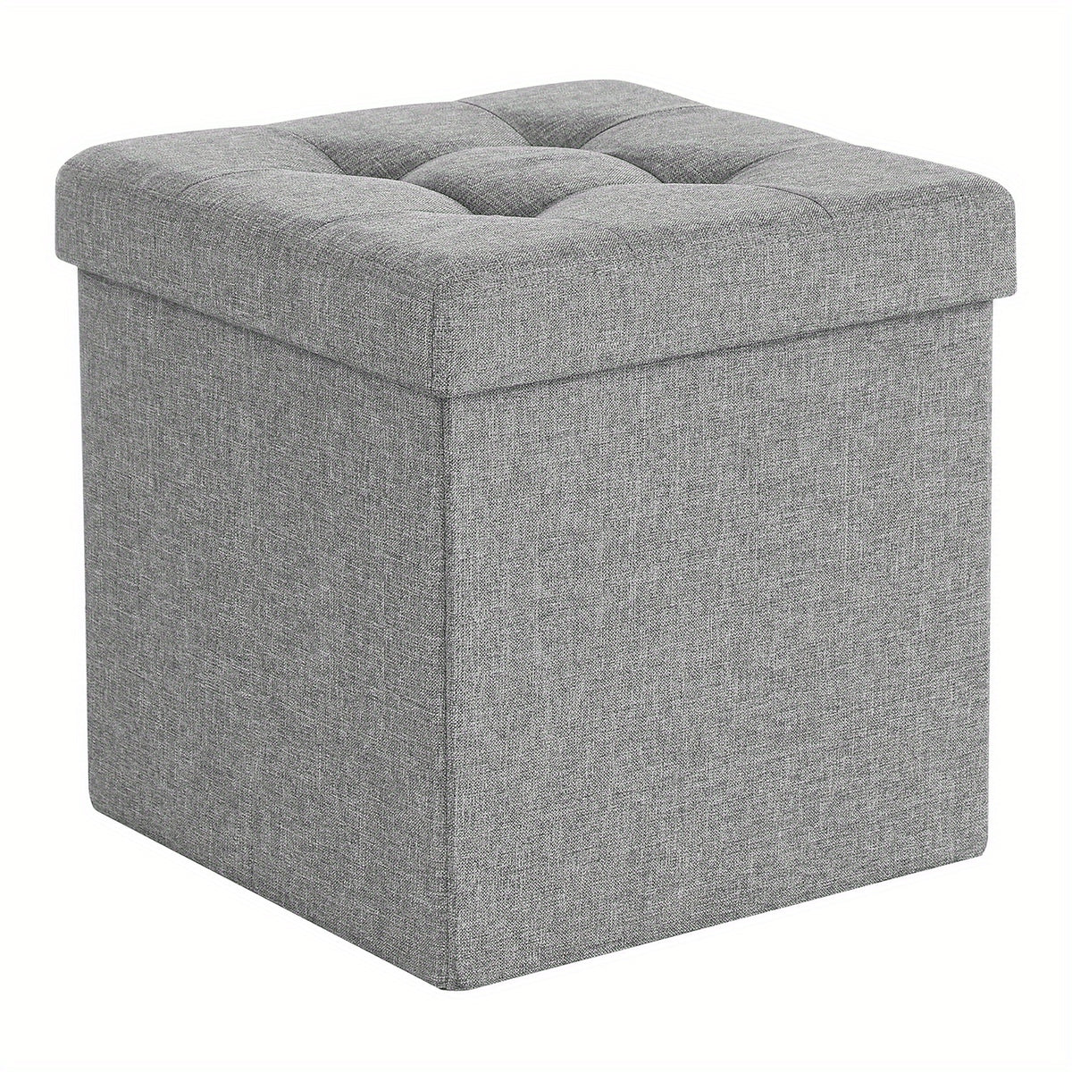 Storage Ottoman with 300kg, 38x38x38 cm, Padded Footstool Lid Capacity, Holds - Light Grey, 38x38x38 cm option