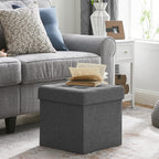 Storage Ottoman with 300kg, 38x38x38 cm, Padded Footstool Lid Capacity, Holds