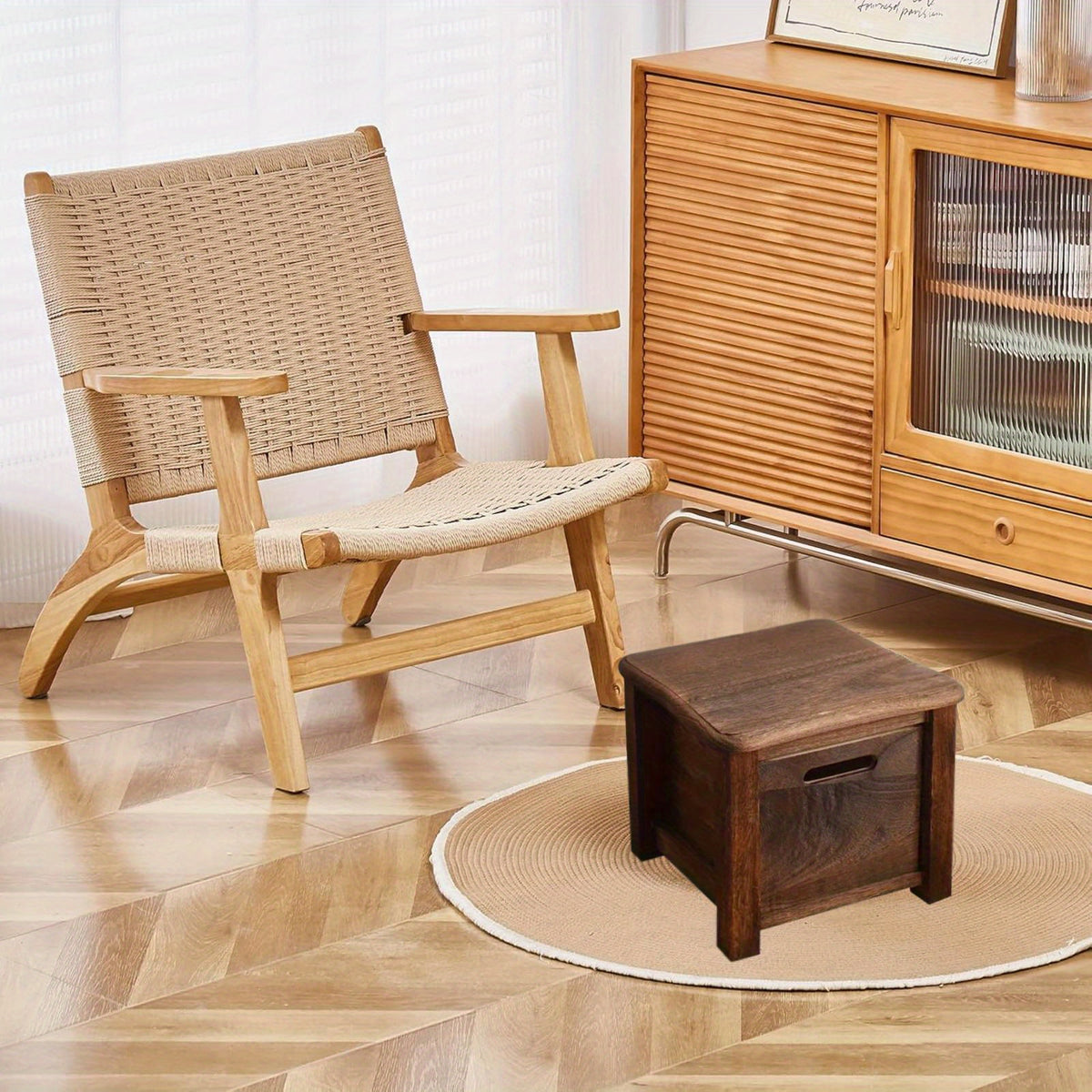Storage Ottoman with Drawers Compact Bedroom Living Room Footstool - product gallery image 7