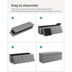 Storage Ottoman with Foldable, 300kg, 110x38x38cm, Foldable Padded Bench Lid MDF Chest - product gallery image 7