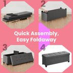 Storage Ottoman with Foldable, Non-Slip, Easy Assembly, 110cm - product gallery image 5