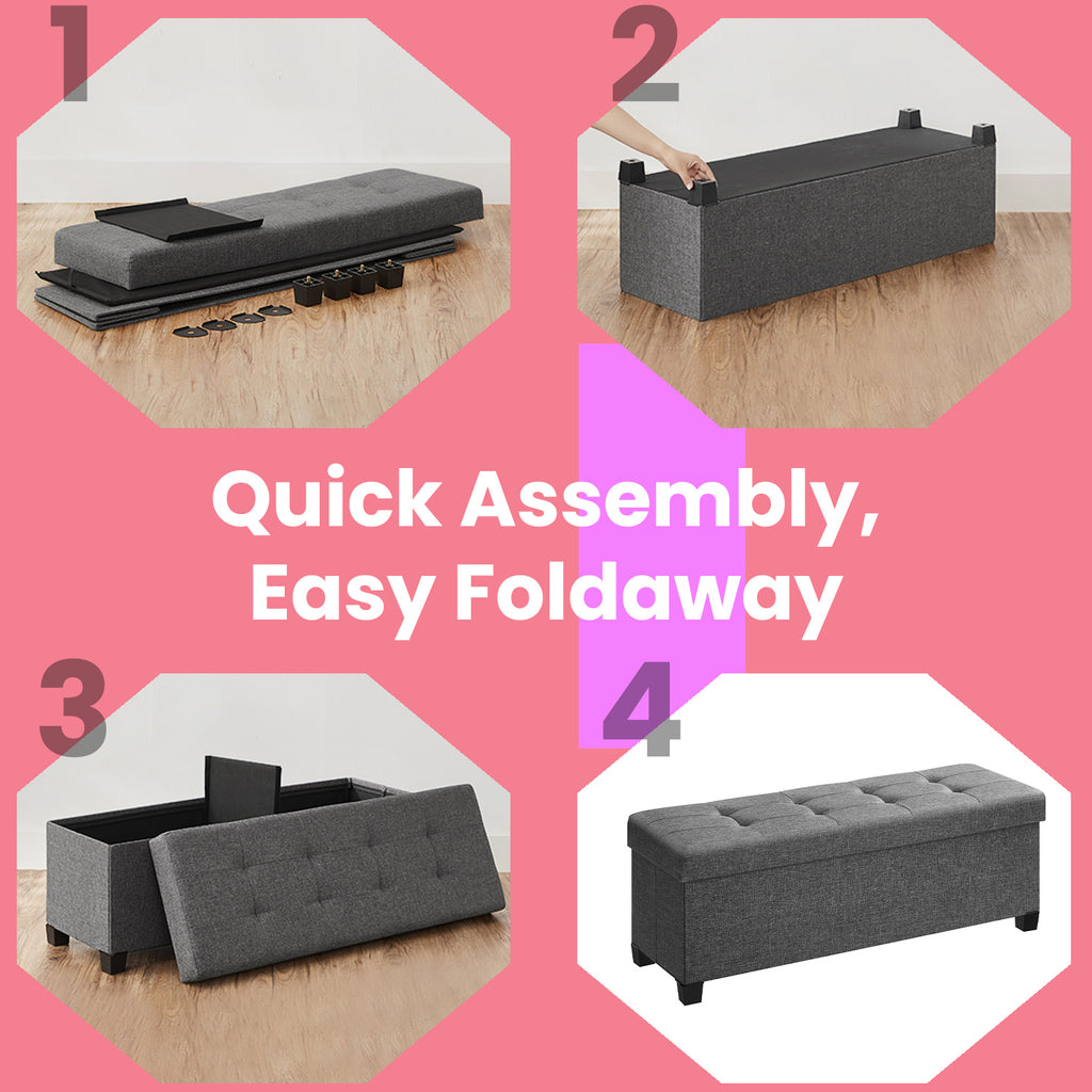 Storage Ottoman with Foldable, Non-Slip, Easy Assembly, 110cm - product gallery image 9