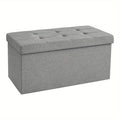 Storage Ottoman with Space-Saving, Foldable, 300kg - Light Grey, 76x38x38 cm ((Upgraded versi)) option