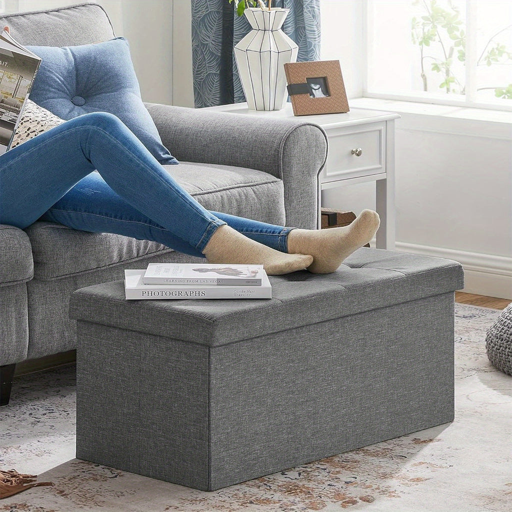 Storage Ottoman with Space-Saving, Foldable, 300kg, 76x38x38 Cm - product gallery image 6