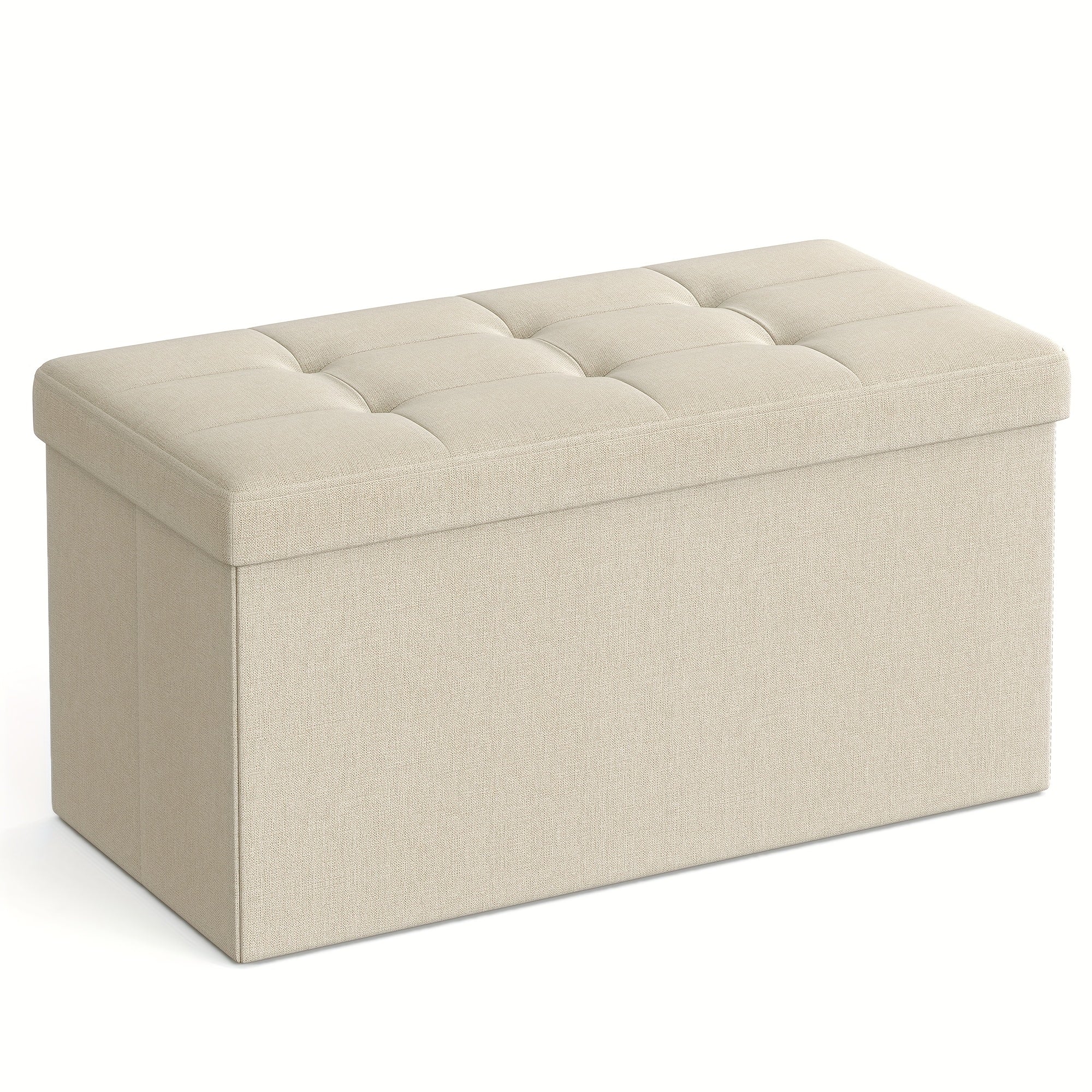Storage Ottoman with Space-Saving, Foldable, 300kg, Velvet - Cream White option
