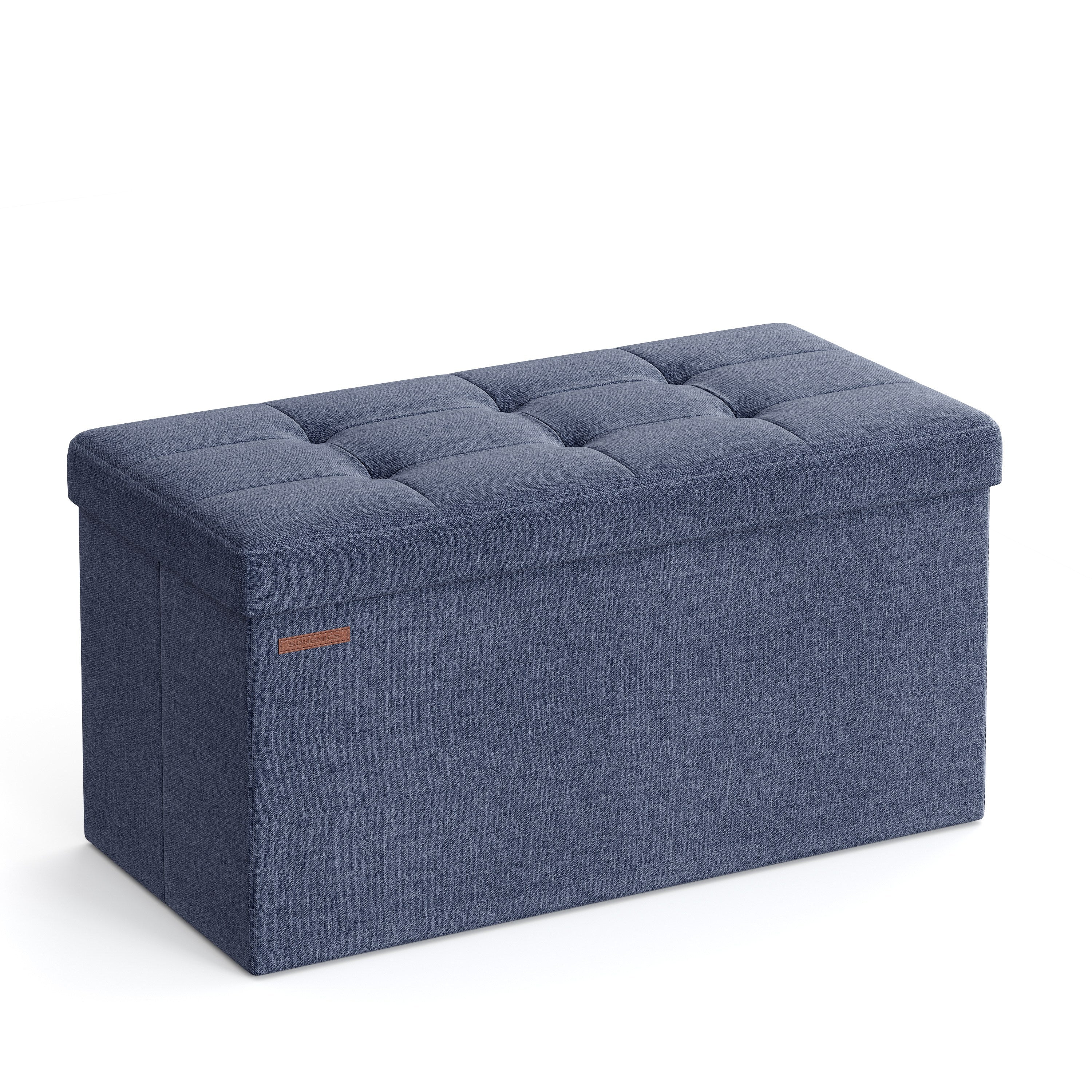 Storage Ottoman with Space-Saving, Foldable, 300kg, Velvet - Dark Blue option