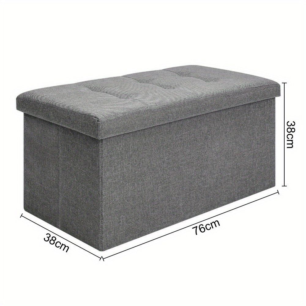 Storage Ottoman with Space-Saving, Foldable Bench Lid 76x38x38cm Extra Seat - product gallery image 10