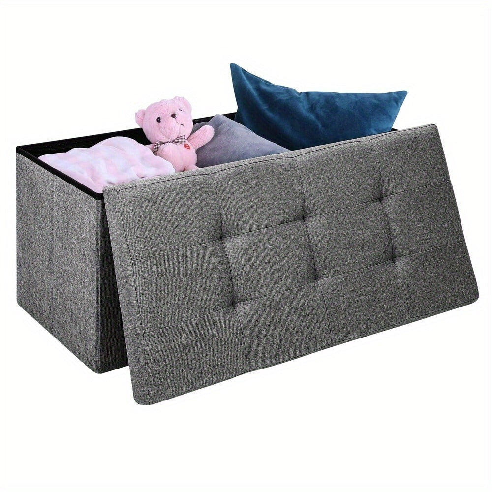Storage Ottoman with Space-Saving, Foldable Bench Lid 76x38x38cm Extra Seat - product gallery image 3