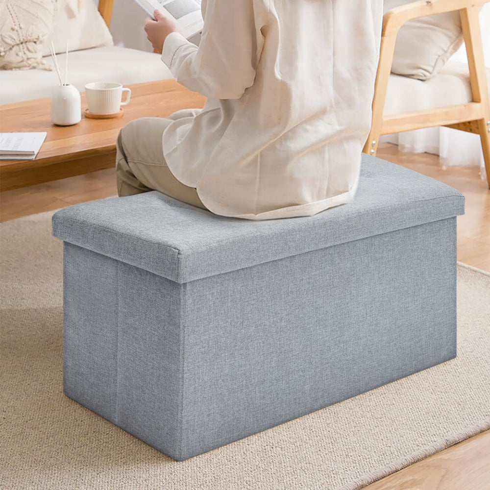 Storage Ottoman with Space-Saving, Foldable Bench Lid 76x38x38cm Extra Seat - product gallery image 5