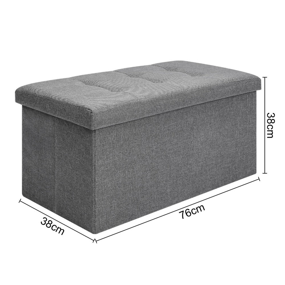 Storage Ottoman with Space-Saving, Foldable Bench Lid 76x38x38cm Extra Seat - product gallery image 9
