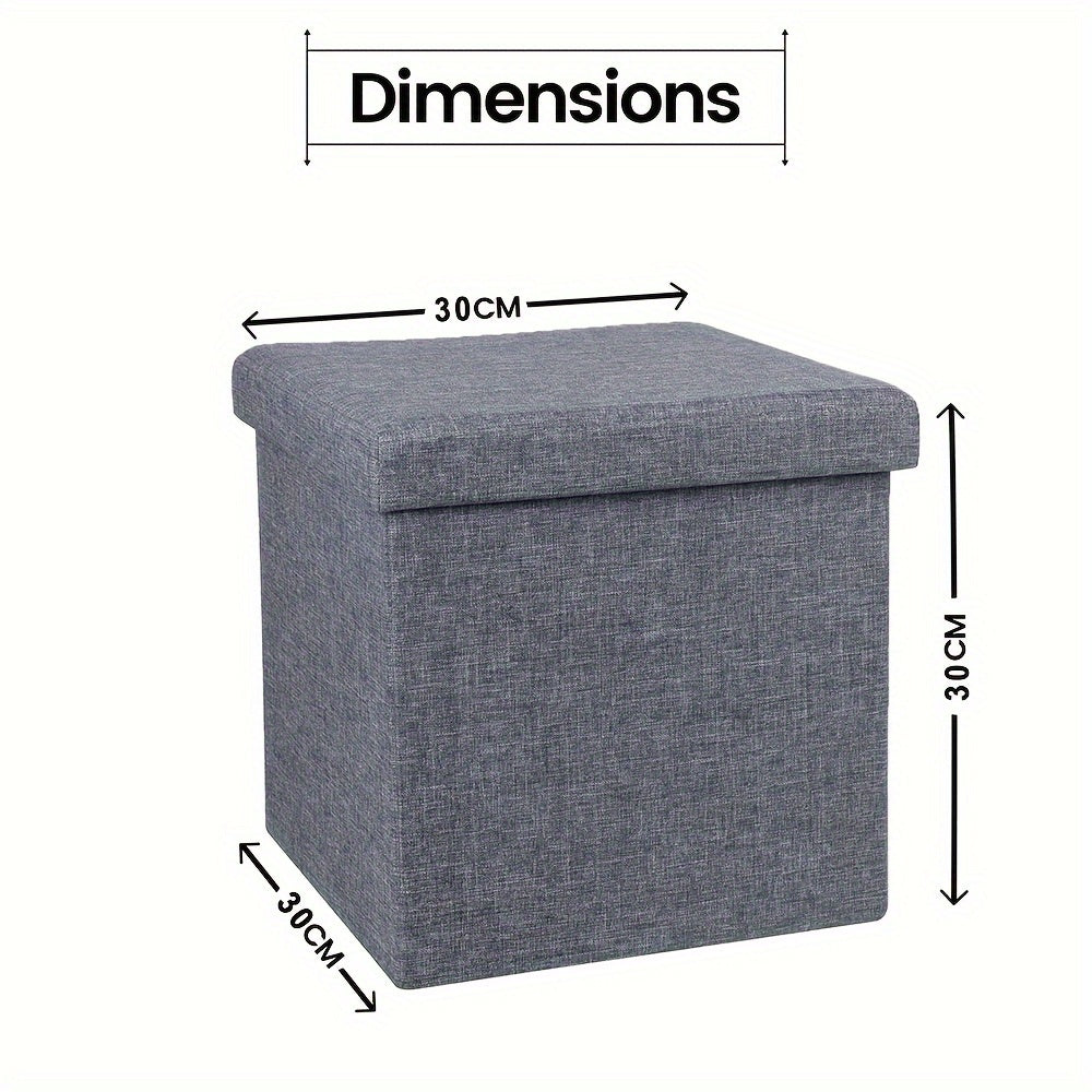 Storage Ottoman with Space-Saving, Foldable, Collapsible in Grey Makeup Organiser Padded - product gallery image 2