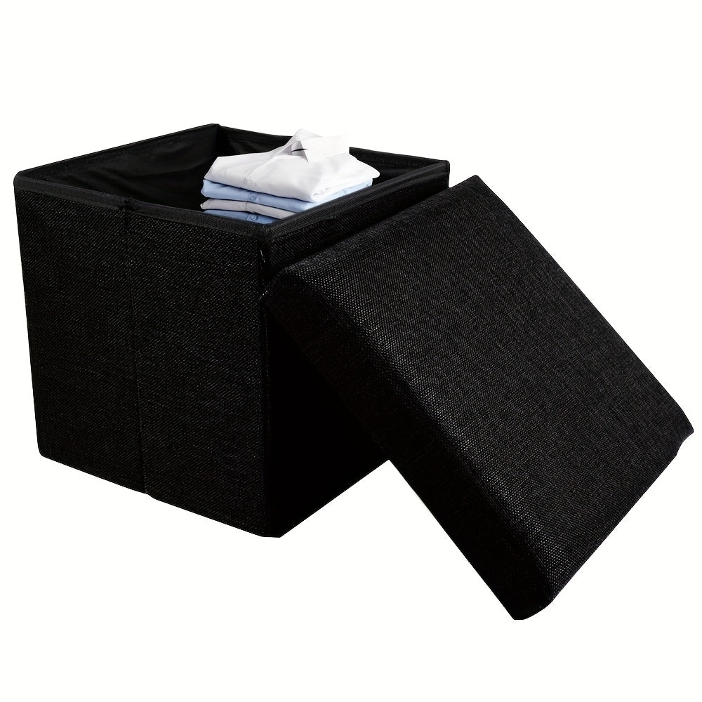 Storage Ottoman with Space-Saving, Foldable, Collapsible in Grey Makeup Organiser Padded - product gallery image 4