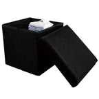 Storage Ottoman with Space-Saving, Foldable, Collapsible in Grey Makeup Organiser Padded - product gallery image 4