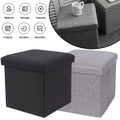Storage Ottoman with Space-Saving, Foldable, Collapsible in Grey Makeup Organiser Padded