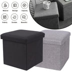 Storage Ottoman with Space-Saving, Foldable, Collapsible in Grey Makeup Organiser Padded