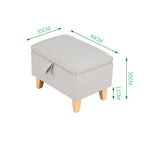 Storage Ottoman with Wood, Linen Footstool Hidden Compartment Padded Seat - product gallery image 7