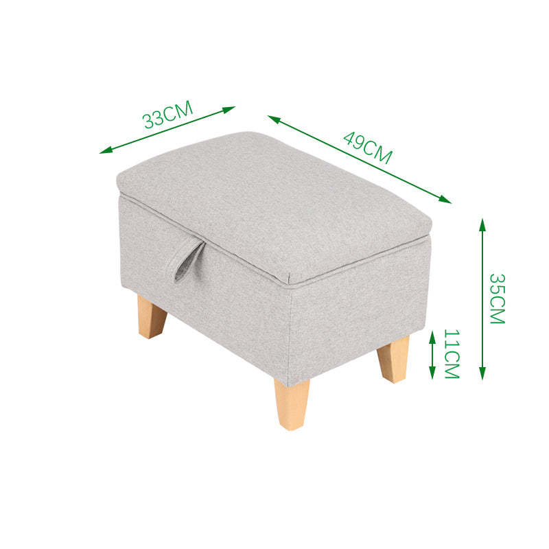 Storage Ottoman with Wood, Linen Footstool Hidden Compartment Padded Seat - product gallery image 7