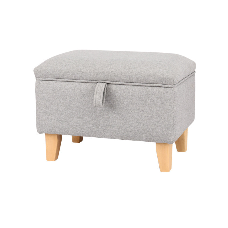 Storage Ottoman with Wood, Linen Footstool Hidden Compartment Padded Seat - product gallery image 8