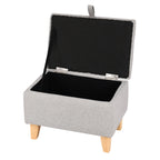 Storage Ottoman with Wood, Linen Footstool Hidden Compartment Padded Seat - product gallery image 9