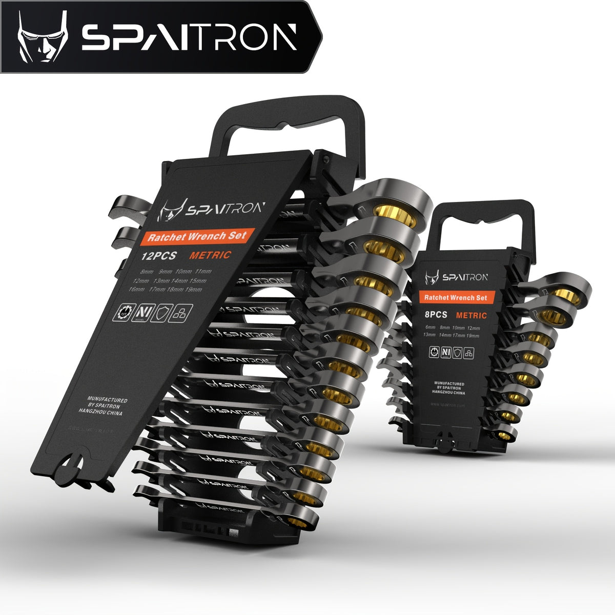Storage Rack with 19mm, Plastic, 8pcs, SPAITRON Ratchet Spanner Wrench 6-19mm