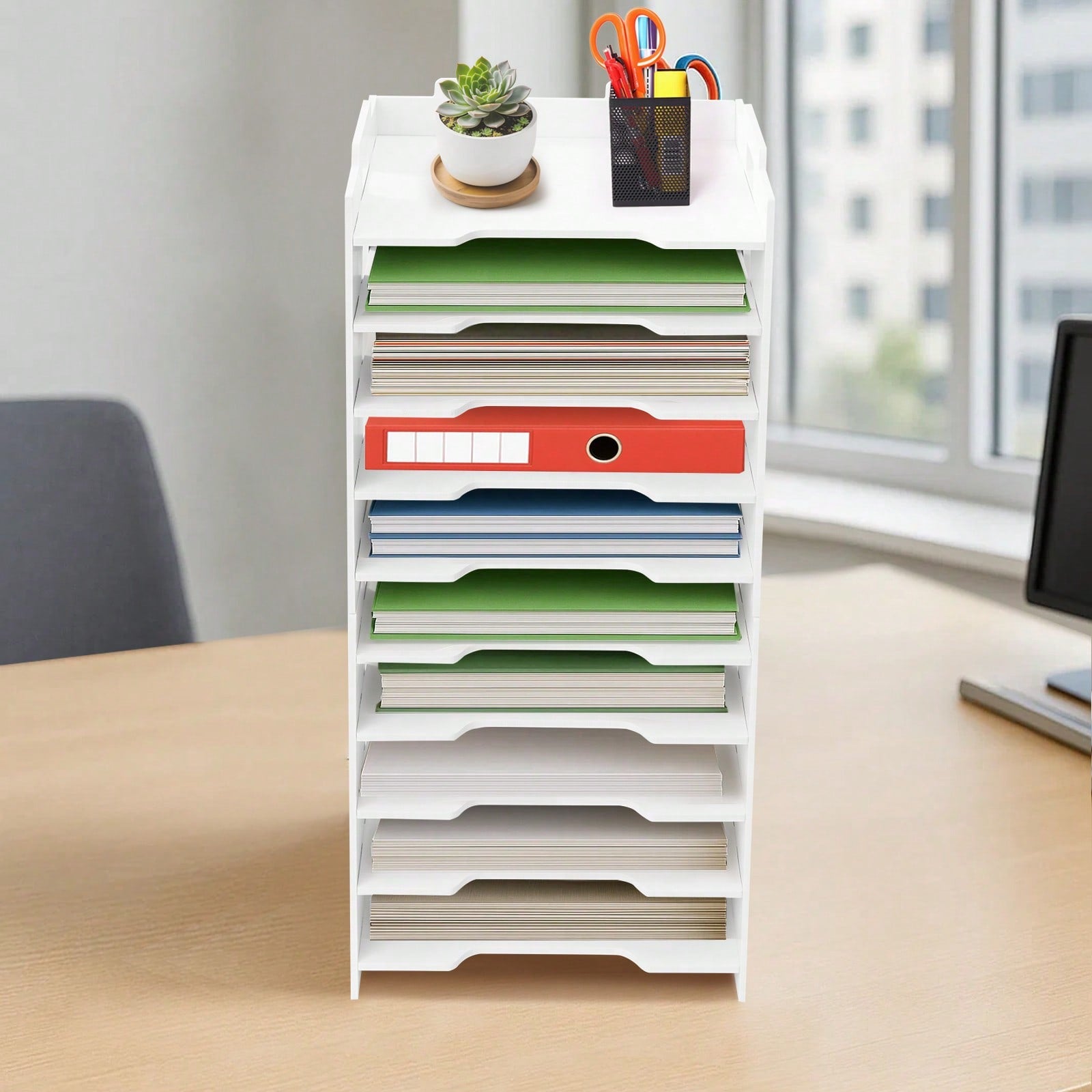 Storage Rack with Desktop File Organiser Letter Tray A4 - product gallery image 14