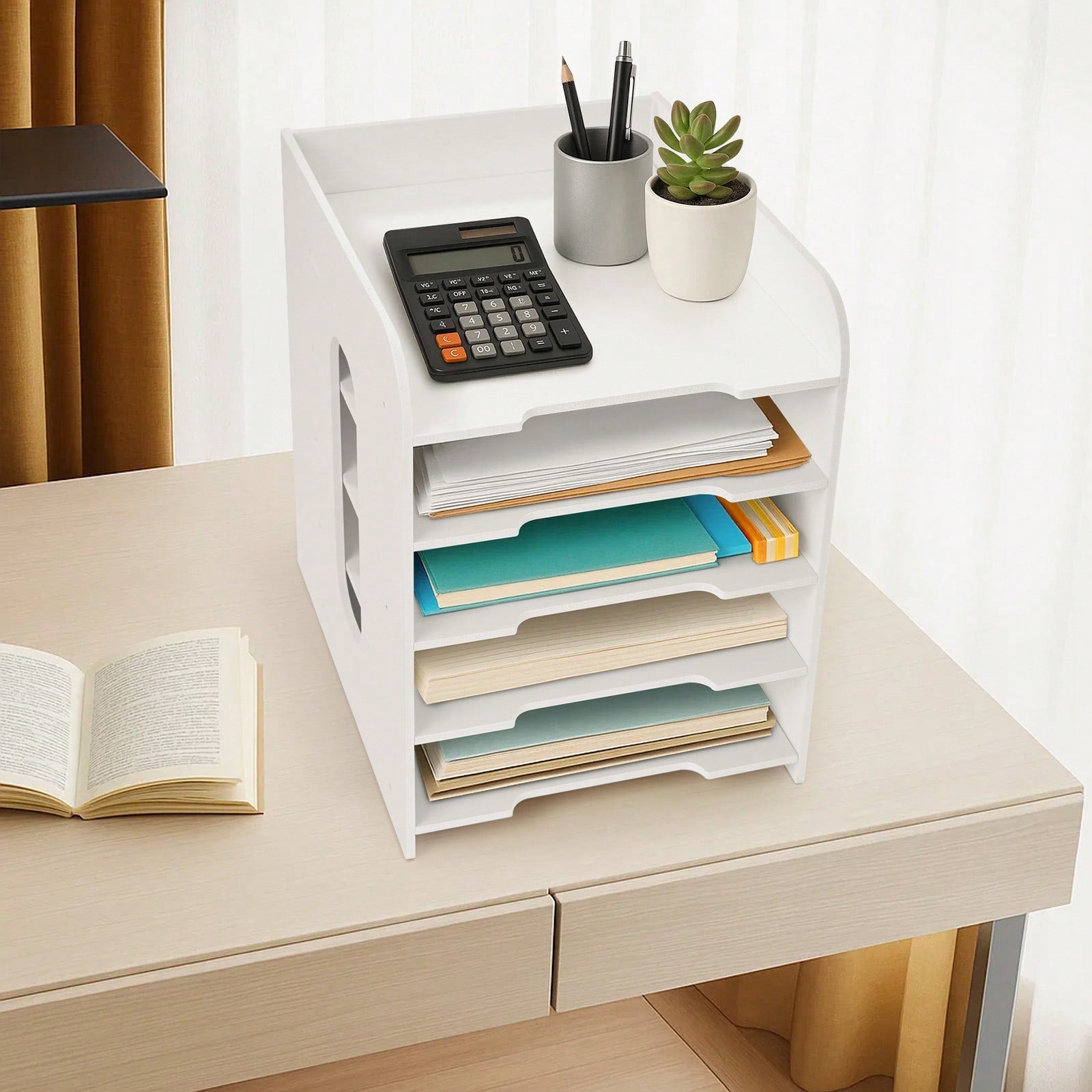 Storage Rack with Desktop Paper Organiser A4 File Holder - product gallery image 4