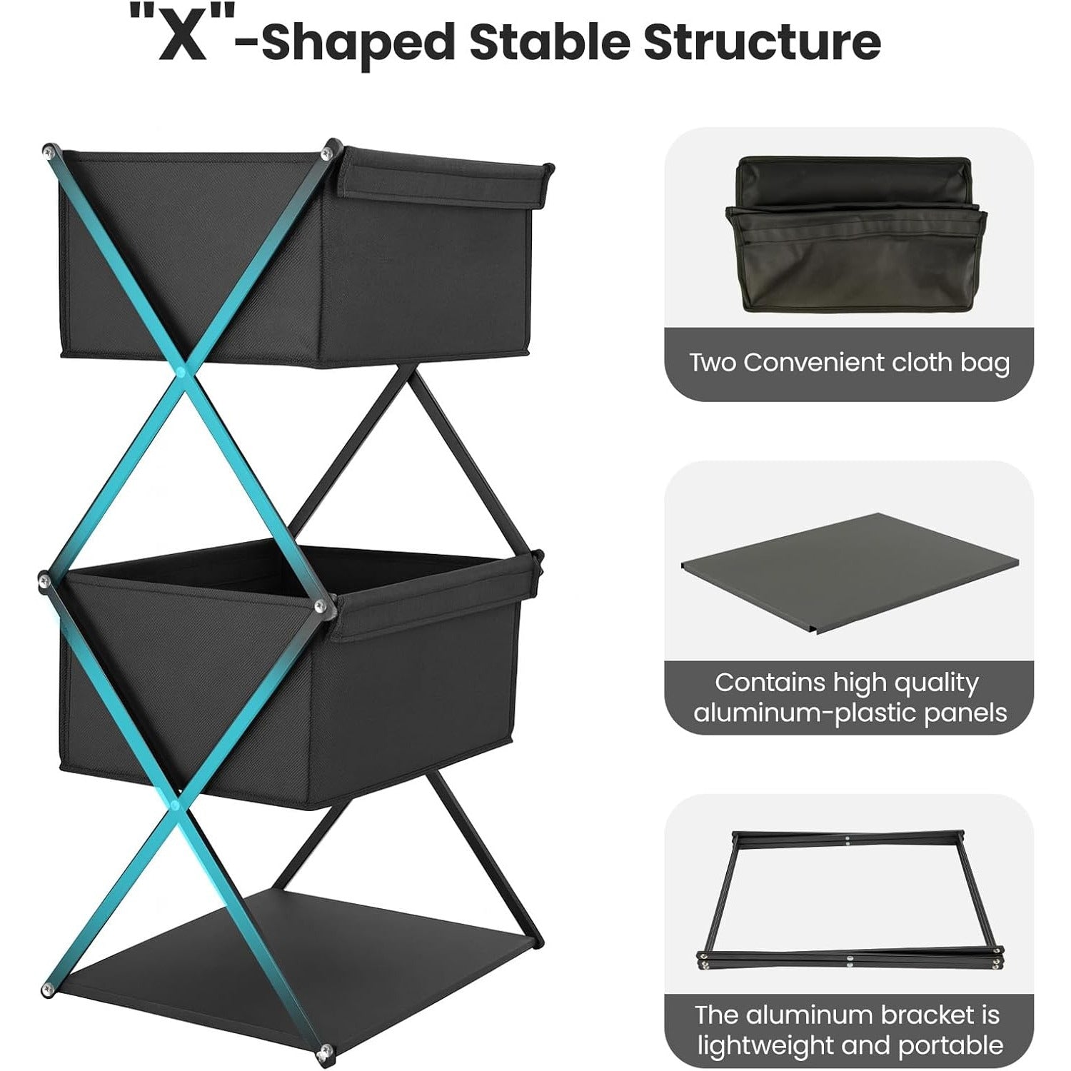 Storage Rack with Foldable, Water-Resistant, Metal - product gallery image 4
