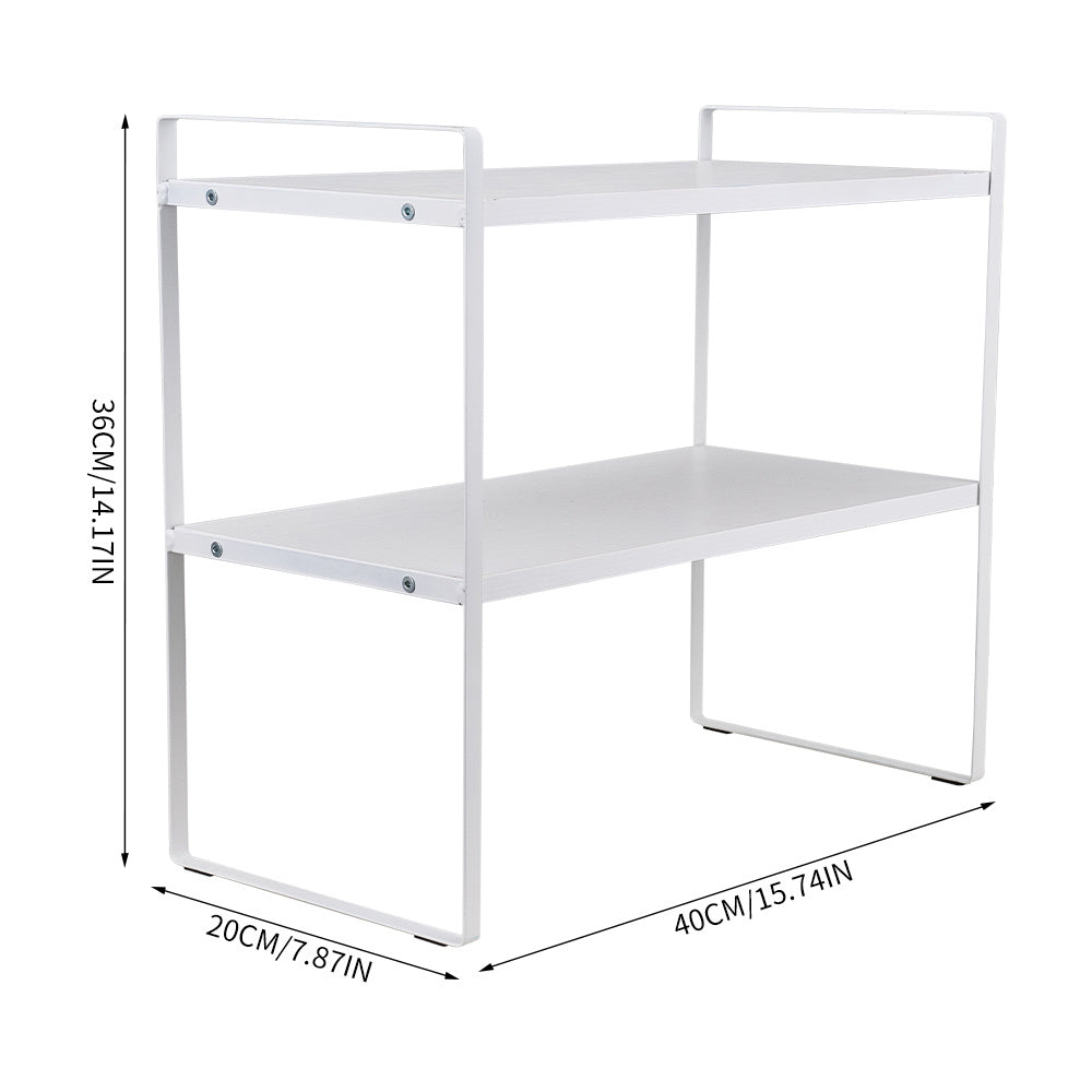 Storage Rack with Metal, Multi-Tier Mug Shelves Desks, Black/White/Natu - product gallery image 13