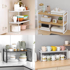 Storage Rack with Metal, Multi-Tier Mug Shelves Desks, Black/White/Natu - product gallery image 14