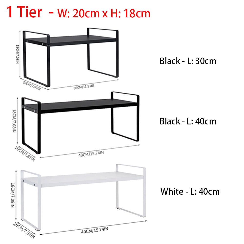 Storage Rack with Metal, Multi-Tier Mug Shelves Desks, Black/White/Natu - product gallery image 15