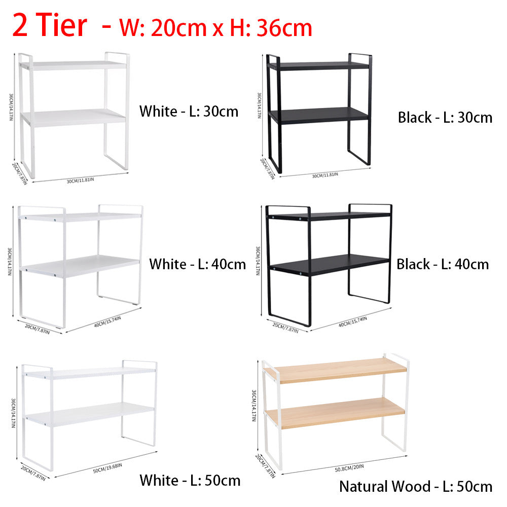 Storage Rack with Metal, Multi-Tier Mug Shelves Desks, Black/White/Natu - product gallery image 16