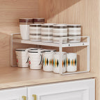 Storage Rack with Metal, Multi-Tier Mug Shelves Desks, Black/White/Natu - product gallery image 17