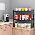 Storage Rack with Metal, Multi-Tier Mug Shelves Desks, Black/White/Natu - product gallery image 18