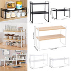 Storage Rack with Metal, Multi-Tier Mug Shelves Desks, Black/White/Natu - product gallery image 2