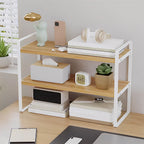 Storage Rack with Metal, Multi-Tier Mug Shelves Desks, Black/White/Natu - product gallery image 20