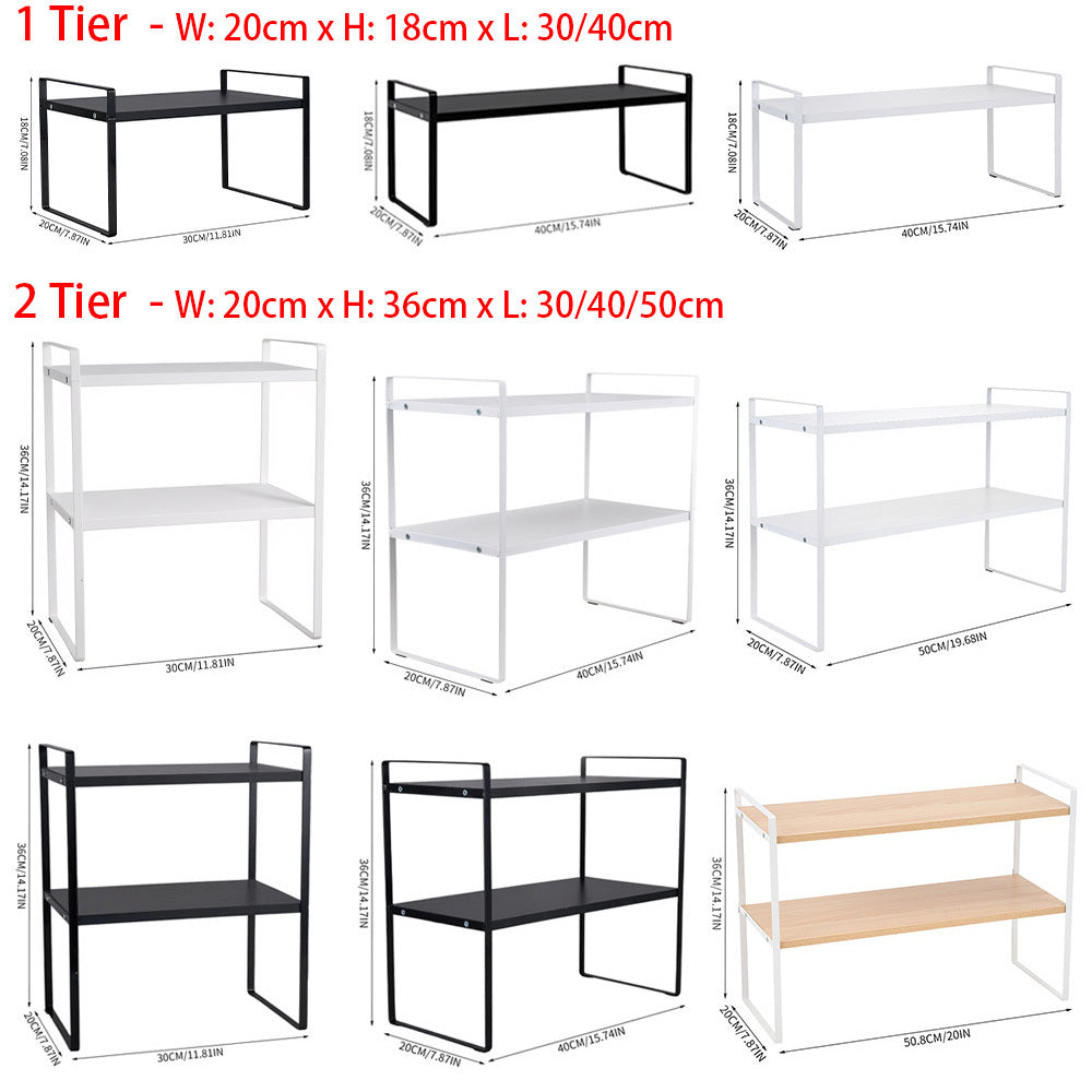 Storage Rack with Metal, Multi-Tier Mug Shelves Desks, Black/White/Natu - product gallery image 3