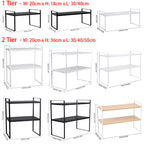 Storage Rack with Metal, Multi-Tier Mug Shelves Desks, Black/White/Natu - product gallery image 3