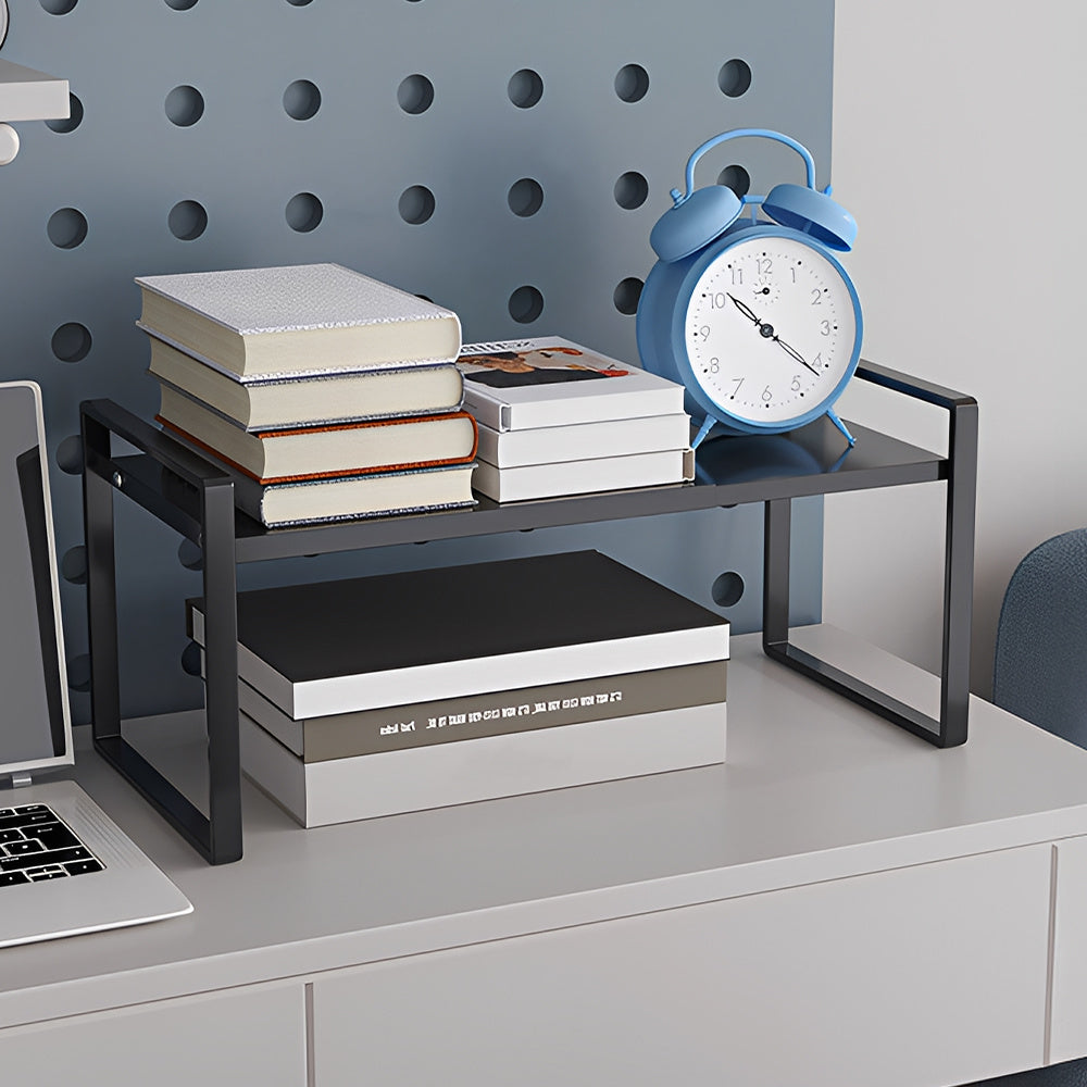 Storage Rack with Metal, Multi-Tier Mug Shelves Desks, Black/White/Natu - product gallery image 7