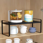 Storage Rack with Metal, Multi-Tier Mug Shelves Desks, Black/White/Natu - product gallery image 8