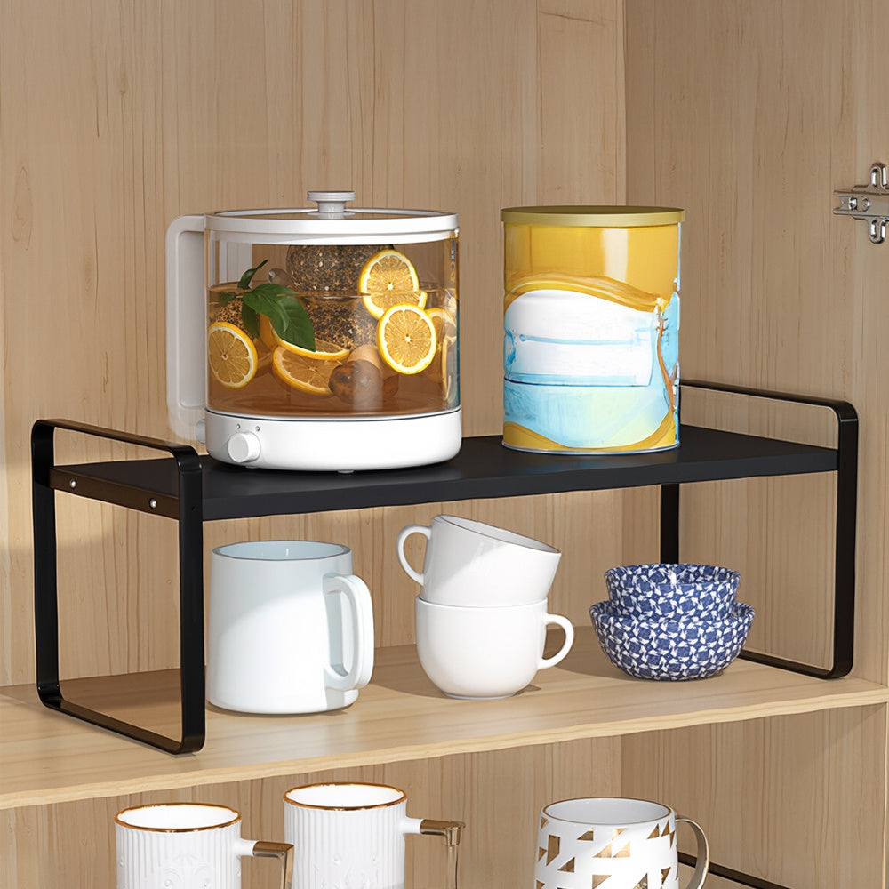 Storage Rack with Metal, Multi-Tier Mug Shelves Desks, Black/White/Natu - product gallery image 8