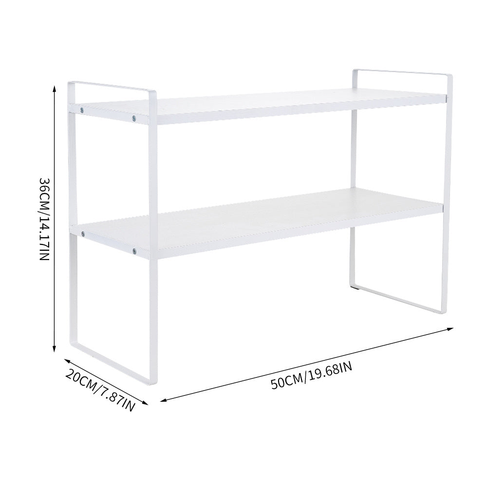 Storage Rack with Metal, Multi-Tier Mug Shelves Desks, Black/White/Natu