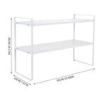 Storage Rack with Metal, Multi-Tier Mug Shelves Desks, Black/White/Natu