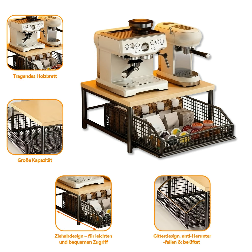 Storage Rack with Pull-Out, Metal, 1pc, Two-Tier Kitchen Countertop Organiser Drawers - product gallery image 7
