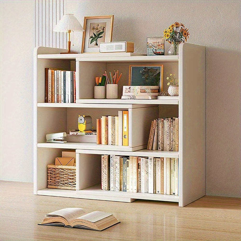 Storage Rack with Space-Saving, Expandable Desktop Bookshelf Tier Adjustable - White, 3 Tier, 40-70*17*80cm option